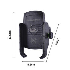 LGP M9 motorcycle mobile holder with wireless charging mounted on bike handlebar