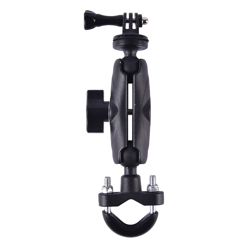 LGP aluminum motorcycle camera mount installed on handlebar