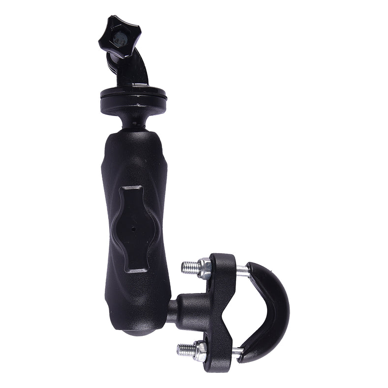 LGP aluminum motorcycle camera mount installed on handlebar