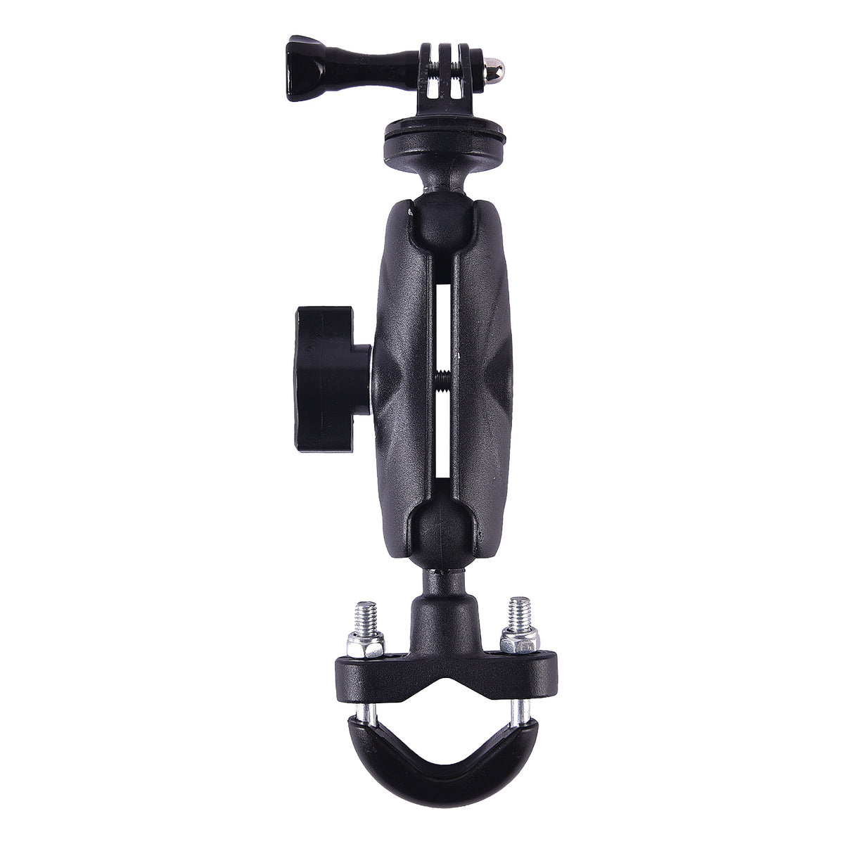 LGP aluminum motorcycle camera mount installed on handlebar