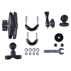 LGP aluminum motorcycle camera mount installed on handlebar