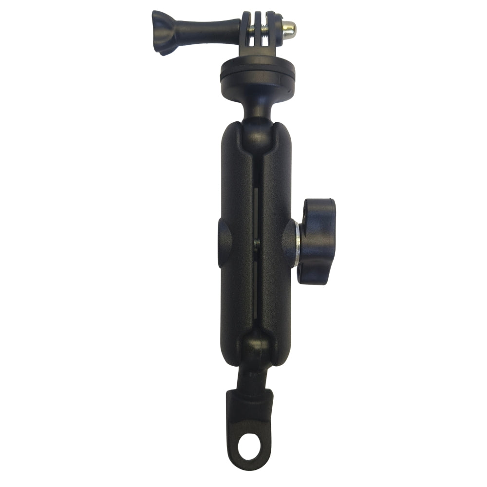 LGP aluminum motorcycle camera mount installed on handlebar