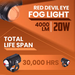 LGP mini red devil eye LED fog light for bike pair waterproof 3 mode auxiliary driving light for motorcycles