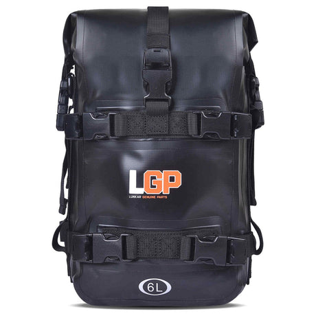 LGP 6L motorcycle crash bar side bag mounted on crash bar

