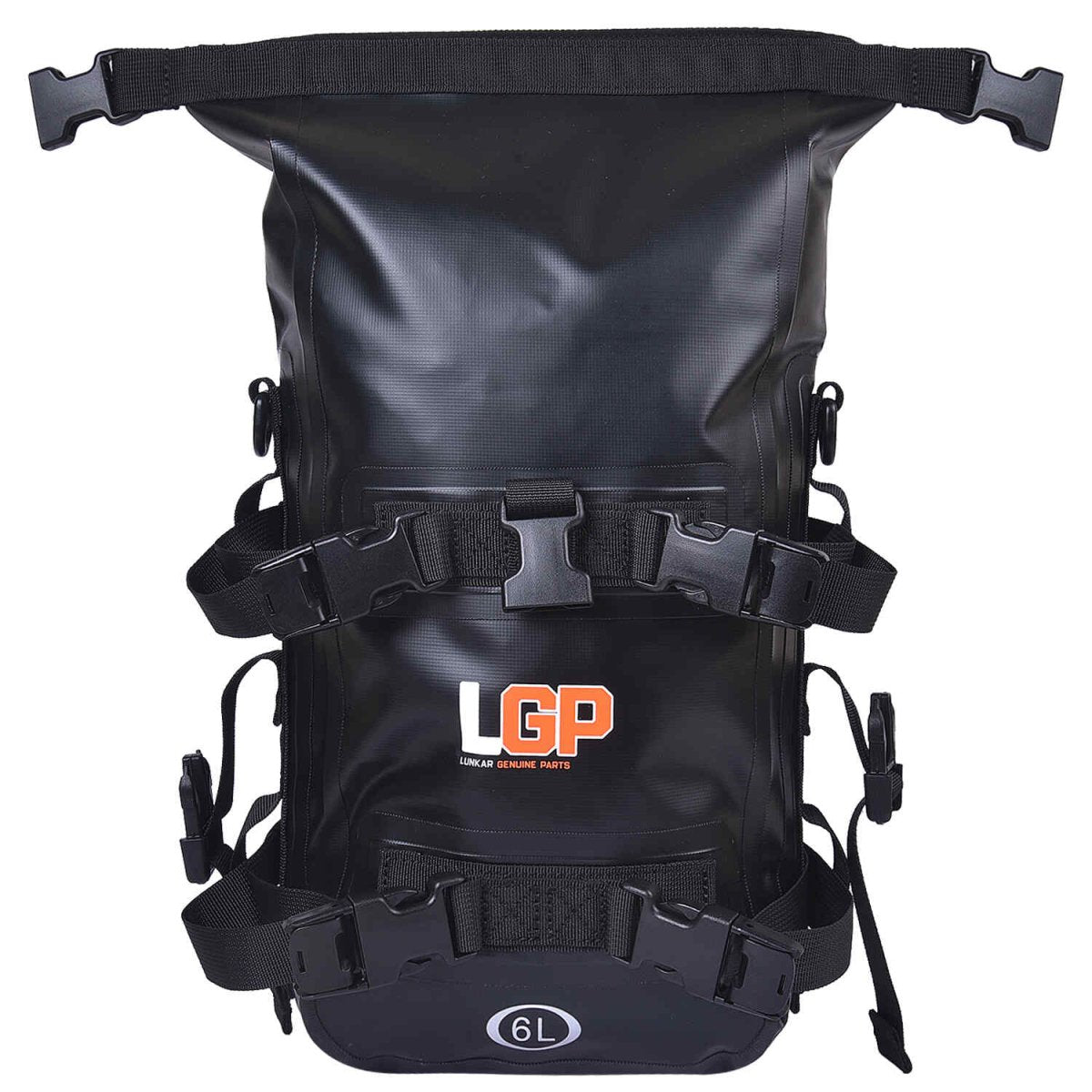 LGP 6L motorcycle crash bar side bag mounted on crash bar

