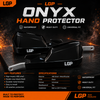 LGP Onyx universal motorcycle hand guards with aluminium mounts black and white installed on handlebars