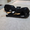 LGP Onyx universal motorcycle hand guards with aluminium mounts black and white installed on handlebars