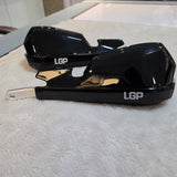 LGP Onyx universal motorcycle hand guards with aluminium mounts black and white installed on handlebars