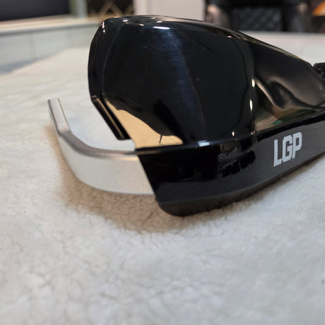 LGP Onyx universal motorcycle hand guards with aluminium mounts black and white installed on handlebars