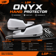 LGP Onyx white motorcycle hand guards with aluminium mounts installed on handlebars