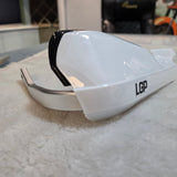 LGP Onyx white motorcycle hand guards with aluminium mounts installed on handlebars