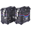 LGP 25L black motorcycle pannier box with map line texture mounted on bike