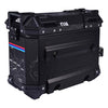 LGP 25L black motorcycle pannier box with map line texture mounted on bike