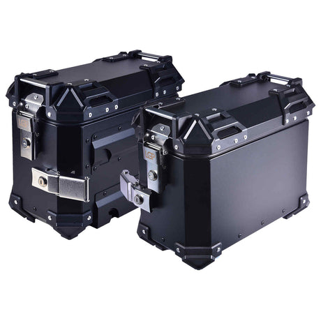 LGP 25L aluminium motorcycle pannier box black plane mounted on touring bike