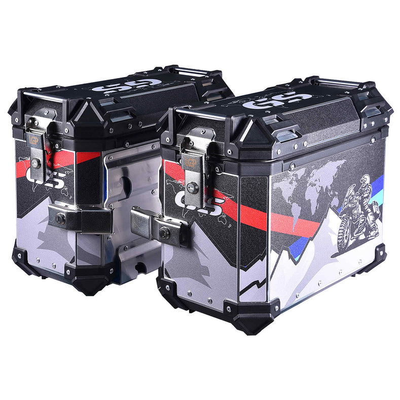 LGP 38L GS sticker aluminium motorcycle pannier box set mounted on adventure bike