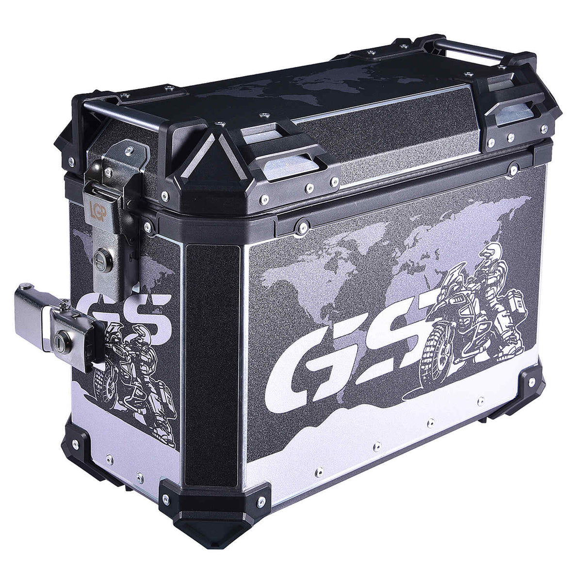 LGP 38L GS sticker aluminium motorcycle pannier box set mounted on adventure bike