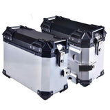 LGP 38L aluminium motorcycle pannier box set black mounted on adventure bike