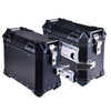 LGP 38L aluminium motorcycle pannier box set black mounted on adventure bike