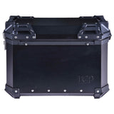 LGP 38L aluminium motorcycle pannier box set black mounted on adventure bike