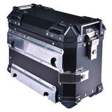 LGP 38L aluminium motorcycle pannier box set black mounted on adventure bike
