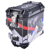 LGP 38L silencer cut aluminium motorcycle pannier box mounted on adventure bike