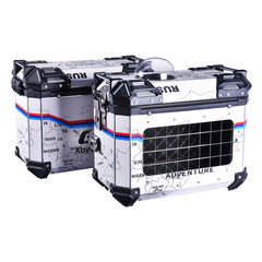 LGP 38L white map line motorcycle pannier box for pet mounted on touring bike