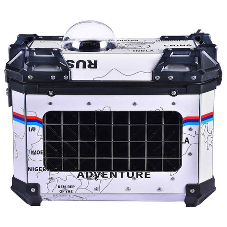LGP 38L white map line motorcycle pannier box for pet mounted on touring bike