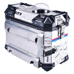 LGP 38L white map line motorcycle pannier box for pet mounted on touring bike