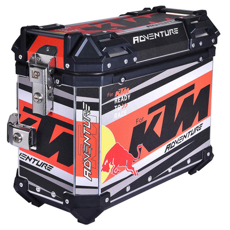 LGP KTM Adventure Pro pannier set with 45L top box and 38L side boxes mounted on adventure bike