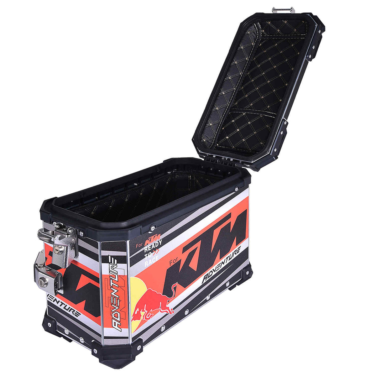LGP KTM Adventure Pro pannier set with 45L top box and 38L side boxes mounted on adventure bike