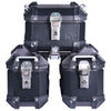 LGP aluminium motorcycle pannier set black plane with 16L side boxes and 18L top box