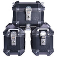 LGP aluminium motorcycle pannier set black plane with 16L side boxes and 18L top box