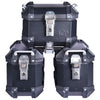 LGP aluminium motorcycle pannier set black plane with 16L side boxes and 18L top box