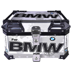 LGP BMW adventure pannier set with 45L top box and 38L side boxes mounted on touring motorcycle