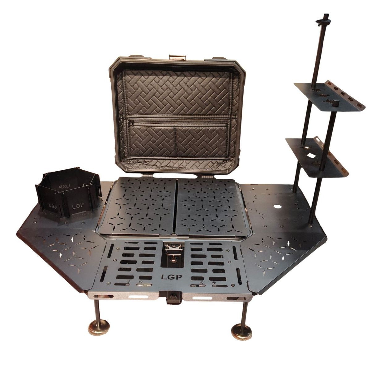 LGP Premium 55L black motorcycle top box with cushioned backrest and waterproof storage design