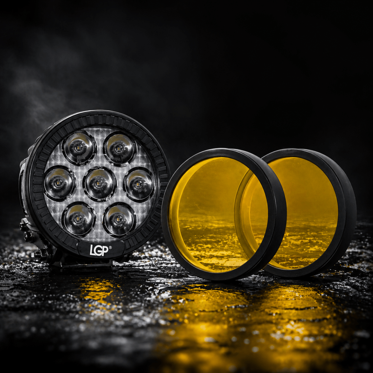 LGP 7 LED round fog lamp yellow filter cap cover pack of 2

