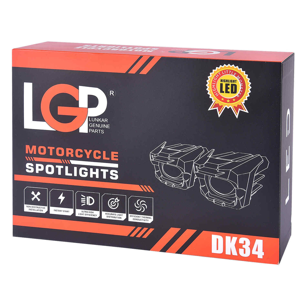 LGP DK34 dual beam motorcycle LED spotlight