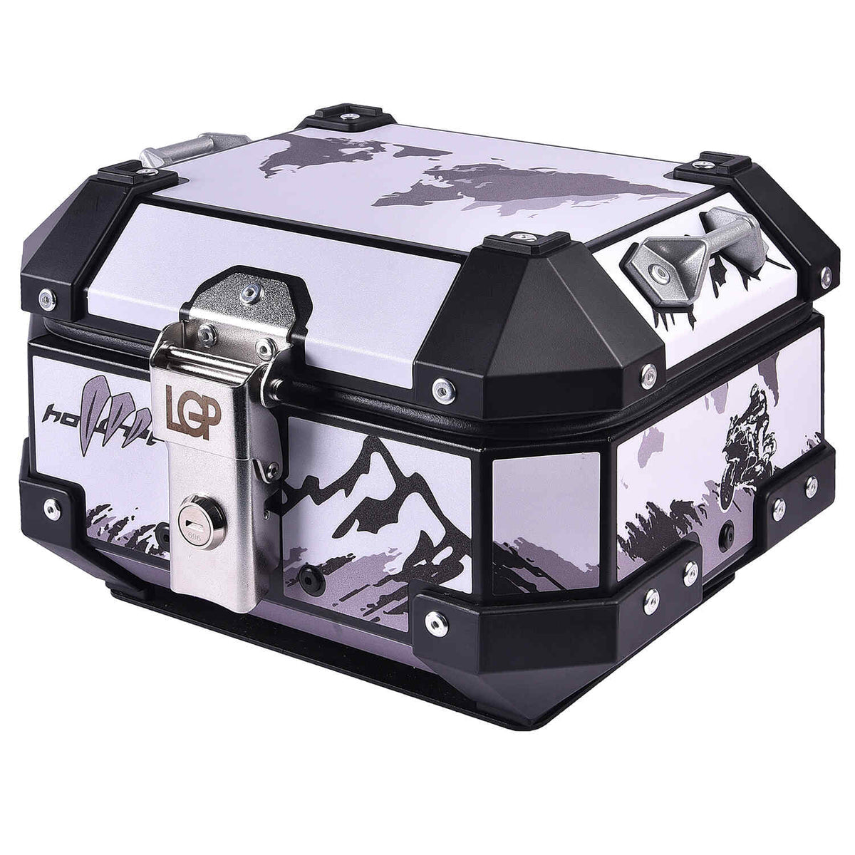 LGP 10L motorcycle top box white graphic design
