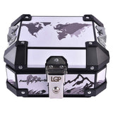 LGP 10L aluminium motorcycle top box white graphic

