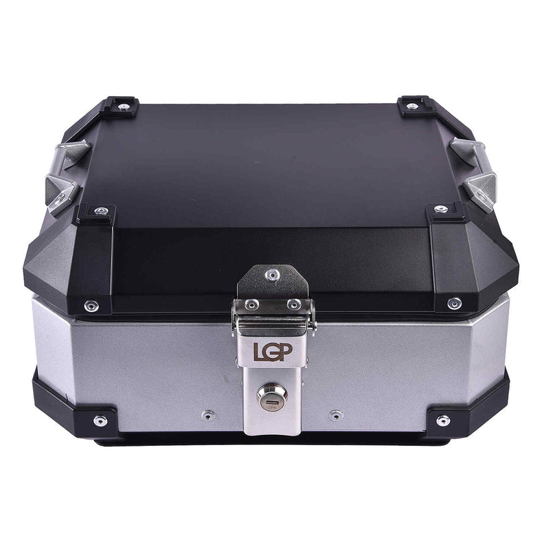 LGP 15L motorcycle top box silver variant installed on bike