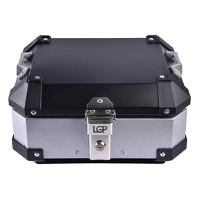 LGP 15L motorcycle top box silver variant installed on bike