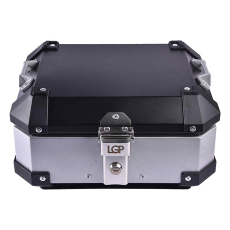 LGP 15L motorcycle top box silver variant installed on bike