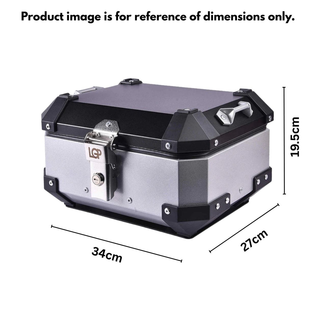 LGP 15L motorcycle top box silver variant installed on bike
