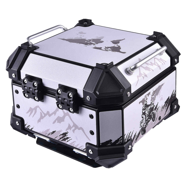 LGP 18L motorcycle top box white graphics installed on bike