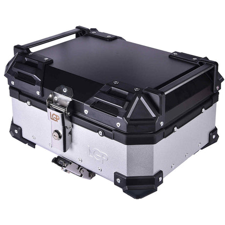 LGP 25L motorcycle top box silver variant installed on bike
