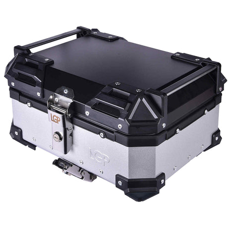 LGP 25L motorcycle top box silver variant installed on bike