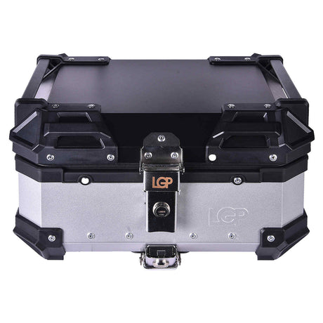 LGP 25L motorcycle top box silver variant installed on bike