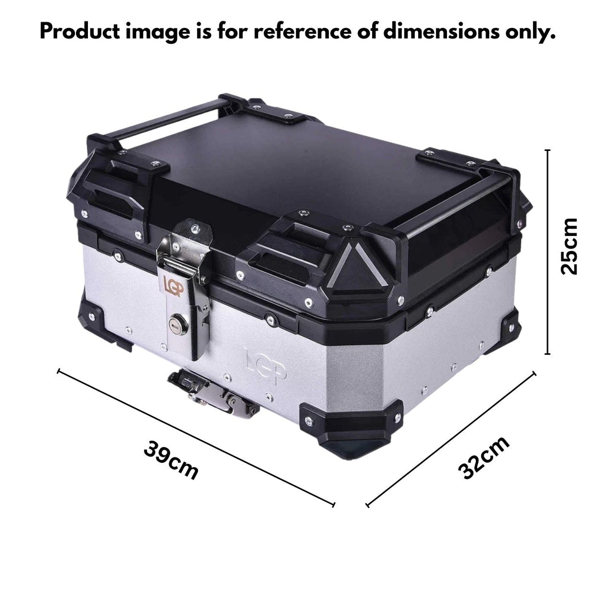 LGP 25L motorcycle top box silver variant installed on bike