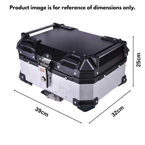 LGP 25L motorcycle top box silver variant installed on bike