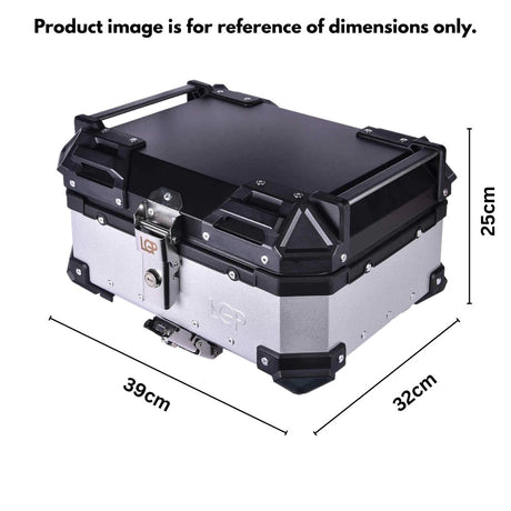 LGP 25L motorcycle top box silver variant installed on bike